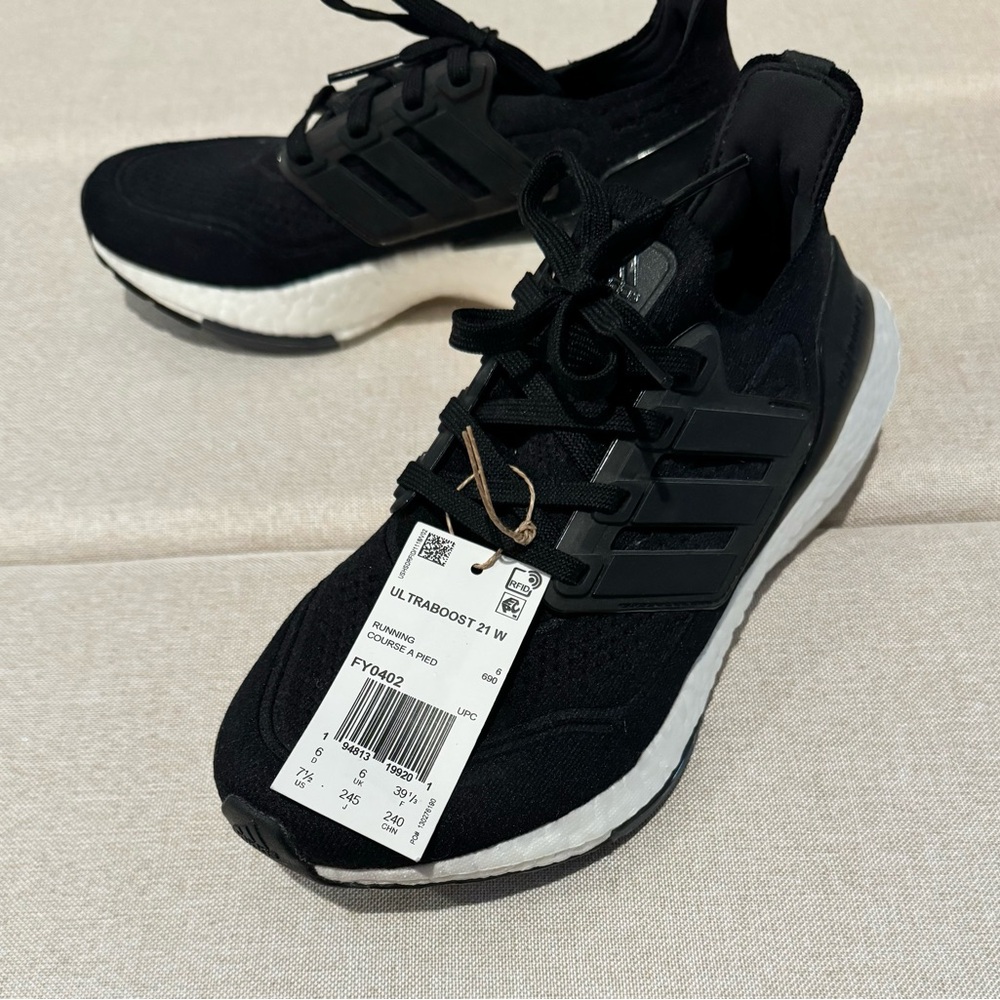 Adidas Ultraboost 21 W Black and White Running Shoes